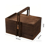 Handled Wooden Box Reusable Wooden Gift Box Burr Finish Packaging for Festivals