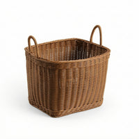 Woven Laundry Basket Open-Top Hamper with Handles Tapered for Bedroom, Bathroom