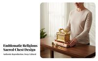 Metal Craft Ark of the Covenant Reproduction Gold Plated Finish Ark of Testimony Model Holiday Gift Judaica Testimony Statue Fine Details for Christians, History Enthusiasts, Collectors, Tabletop Display, Living Room, Church, Office
