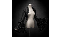 Gothic Shrug with Flared Cuffs Long Sleeves Ruffled Short Jacket Shrug Breathable Apparel for Cosplayers, Themed Parties