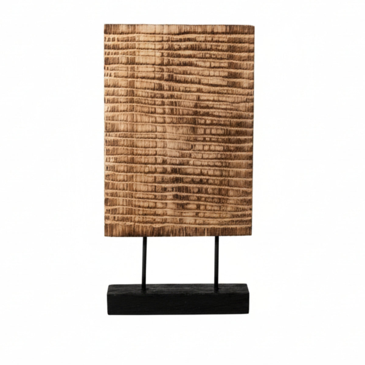 Striped Decorative Board Textured Resin Sculpture with Base Minimalist