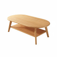 Double Layer Coffee Table Smooth Rounded Edge Wood Coffee Table Easy to Clean Home Furniture for Living Room