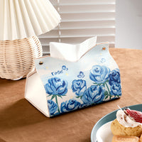 Ins Light Luxury Leather Tissue Box for Living Room, Desktop, Car, with Printed Design