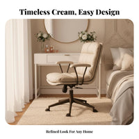 Light Luxury design Upholstered Rolling Chair Soft Upholstery Upholstered Armless Chair Ergonomic spine supportrest Vanity Seat Modern Minimalist Design for Home Workers, Students, Adults, Bedroom, Study Room