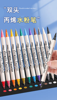 亚马逊热销双头丙烯马克笔不透色可叠色彩色笔点点软头户外记号笔