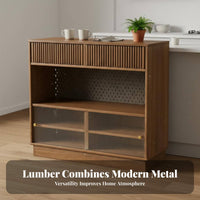 Extendable Kitchen Island Multi-Functional Design Kitchen Island with Storage Space-Saving Solid Wood Sideboard Bar for Homeowners, Hosts, Living Room