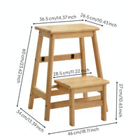 Wooden Step Stool Space-Saving Ladder Stool Heavy Duty Step Ladder for Adults, Seniors, Kitchen, Closet, Home Library