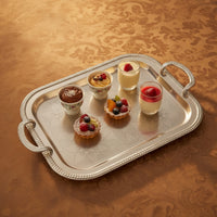 Serving Tray with Handles Rectangular Metal Serving Tray Engraved Platter for Home Decor