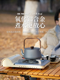 ISE MOUNT户外铝合金水壶大容量茶壶露营炊具便携1.1L木柄咖啡壶