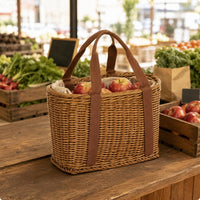 Woven Rattan Basket Long-Lasting Carrying Container Eco-Friendly