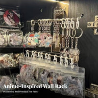 Drilltool-Less Installation Sliding Hook Rail Space-Saving 10-Hook Key Rack Multi-Purpose Keychain Holder Long-Lasting for Anime Fans, Collectors, Entryway, Hallway, Bedroom, Dorm Room