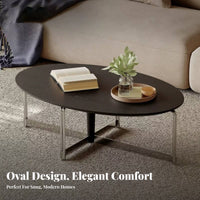 doublelevel Oval Accent Piece Minimalist design Coffee Table Space-Saving Easy Assembly for Interior Design aficionados