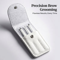 Stainless Steel Tweezers for Eyebrow Shaping, 4 Piece Professional Grooming Kit for Women and Plucking Tools for Ingrown Splinter Removal with Leather