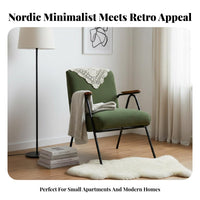 Iron Frame Armchair Minimalist Design Cushioned Lounge Chair Space-Saving Size Retro Design for Adults, Balcony, Bedroom