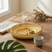 Oval Serving Tray Embossed Oval Serving Platter Large for Living Room, Hosts