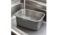 Stainless Steel Wash Basin Matte-Coated Wash Basin with Drainage Slots Rounded Corners Colander for Kitchen