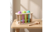 Developmental Wooden Pounding Toy with Mallet Sensory Pounding Bench with Mallet Compact Wooden Hammer Toy Rounded Edges for Toddlers, Playroom