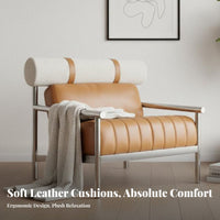 Upholstered Metal Frame Chair Nordic Aesthetic Armchair Light Luxury Design Comfortable Cushioning for Homeowners, Readers