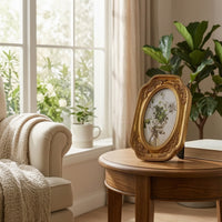 Oval Picture Frame Ornate Picture Frame with Easel Stand Tabletop for Desk