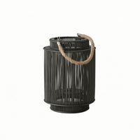 Lantern Candleholder with Rope Weave Cylindrical Decor Nautical for Homestay