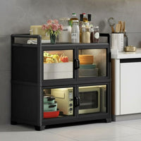 Kitchen Storage Cabinet with Doors Rust Resistant Metal Storage Cabinet on Wheels Heavy Duty Multi-Tier Kitchen Rack for Homeowners, Renters, Washroom