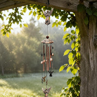 Wildlife Wind Chime Copper-Toned Hanging Ornament Layered Design for Courtyard