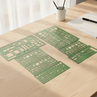 6 Pieces Translucent Stencil Ruler with Geometric Shapes Rounded Corners Drafting Template Ruler Lightweight Geometric Drawing Template Clear for Students, Designers, Architects, Sketching, Schoolwork, Classroom