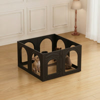 8 Pieces Dog Playpen with Door Transparent Modular Pet Enclosure Lockable Pet Fence with Door for Small Dogs, Young Dogs, Living Room, Bedroom
