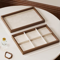 Wooden Jewelry Tray with Compartments for Earrings, Rings, and Bracelets