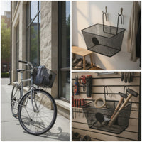 Front Basket with Hooks Hanging Wire Mesh Bike Basket Steel for Errands