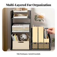 Countertop Hutch Space-Saving Desktop Shelf Easy Assembly for Dorm Room, Bedroom