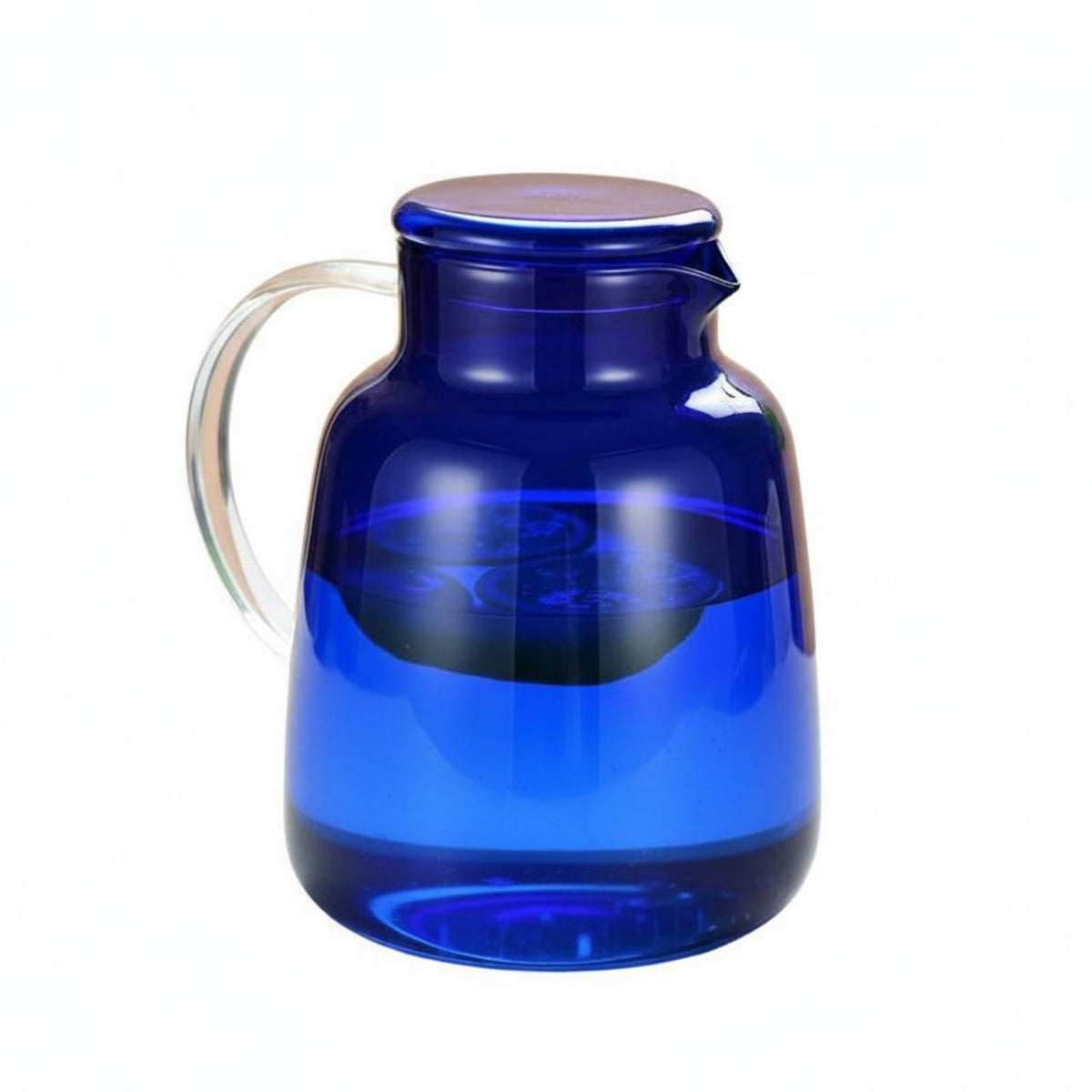 Easy to Clean Blue Glass Pitcher with Lid Long-Lasting Glass Pitcher Leak-Proof-Leak-Proof-Resistant Spout for Families, Homeowners, Office