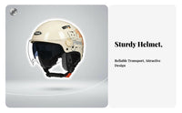 Motorcycle Half Helmet Four-Season Helmet Lightweight Impact-Resistant Headwear for Women, Commuters, Summer Riding, Daily Commute