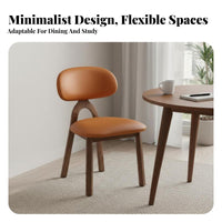 Durable Wood Frame Wooden Side Chair with Leather backrest Walnut Finish Upholstered Side Chair Modern & fhardwoodion accent Seating Padded Seat for Apartment Dwellers, Design aficionados, Interior Designers, Dining Room, Study, Office, Kitchen