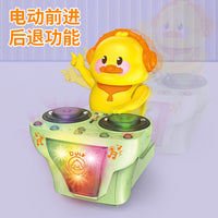 跨境电动儿童玩具音乐灯光DJ万向打碟小鸭唱歌跳舞儿童玩具批发