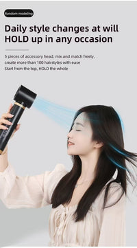 5-in-1 Hot Air Brush and Curling Iron with Temperature Control, US Plug