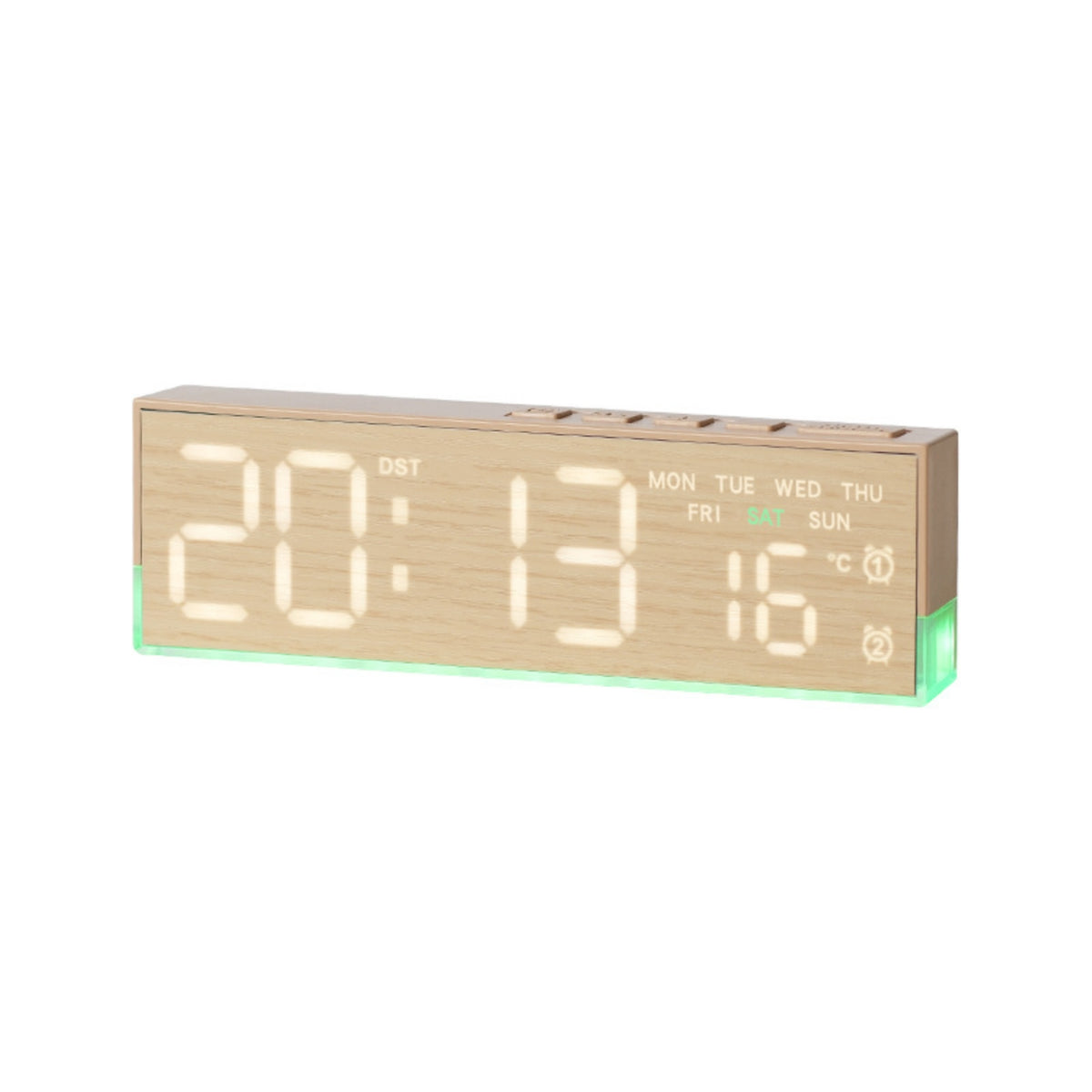 Temperature Display Multi Function Bedside Timepiece 12/24 Hour Format Night Light Alarm Timepiece for Bedroom, Office