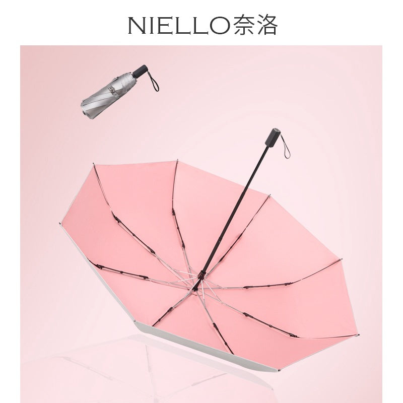 UPF 50+ Double-Layer Titanium Silver Sun Umbrella for UV Protection