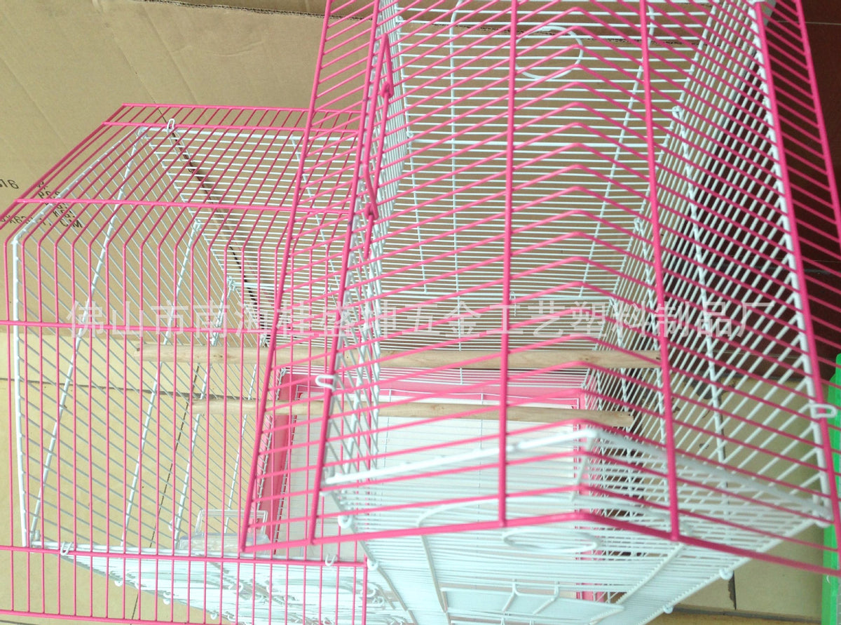 Guishengkun A524 Foldable Iron Wire Bird Cage Villa Breeding Cage for Parrots with Two Roofs and Thick Bottom Tray