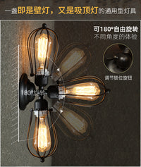 美式乡村工厂工业工程LOFT风格餐厅阳台过道走廊玄关爱迪生吸顶灯 黑色（带6W暖光 LED爱迪生灯泡）