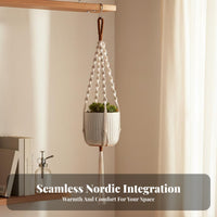 Handmade Hanging Planter Basket Decorative Macrame Plant Hanger Space Saving Beaded Flower Pot Hanger Vintage-Inspired for Home Decorators, Indoor, Living Room, Balcony, Patio