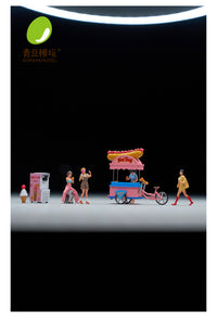 青豆模玩-1:64街头热狗&冰淇淋 1/64小比例微缩场景人偶模型