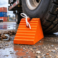 Wheel Chock Ribbed Rubber Wheel Chock Tire Block Rope Loop Safety Block Sloped Top
