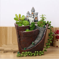 Miniature House Resin Succulent Planter Pot for Garden Micro Landscape Decor