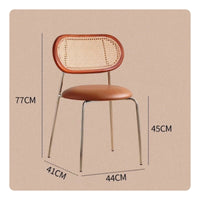 Easy to Match Rattan Dining Chair Rustic Rattan Back Chair Vintage Dining Seat for Guesthouse, Restaurant, Cafe