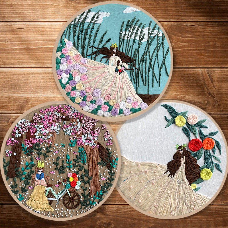 DIY European Style Embroidery Kit for Beginners with Ribbon and Silk Embroidery