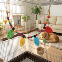 Loofah Bird Toy and Linear Strand Parrot Toy, Foraging Bird Cage Toy for African Grey, Hanging Parrot Training Toy for Small Medium Pet