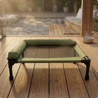 Raised Pet Bed Padded Rim Mesh Pet Bed Removable Cover