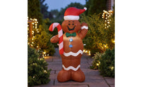 Festive Inflatable Gingerbread Man with Candy Cane Cheerful Gingerbread Man with Candy Cane Outdoor Christmas Inflatable for Garden, Porch