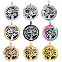 Stainless Steel Tree of Life Essential Oil Diffuser Locket Necklace for Women